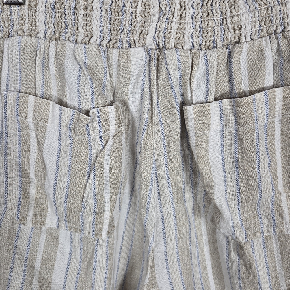 Briggs Ladies' Linen Blend Short Size Large Cream Striped Embroidered - Picture 11 of 16